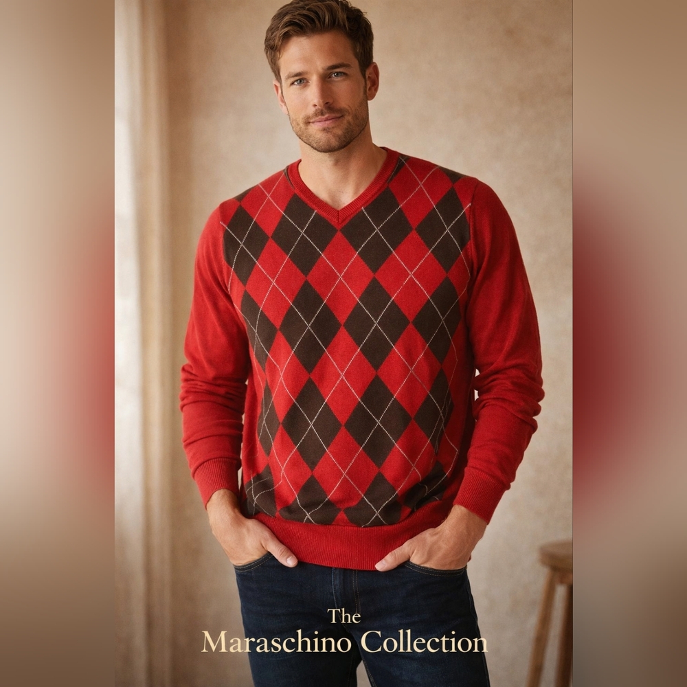 IZOD Luxury Sport Red Argyle Sweater | Men’s XL